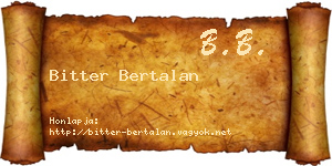 Bitter Bertalan névjegykártya